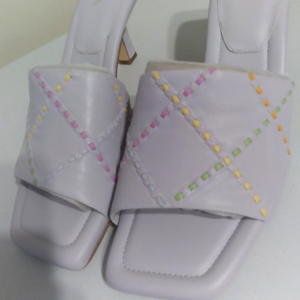 Franco Sarto Leather Kitten Heel Sandal‎ Purple Lavender Size 11 - Picture 2 of 10